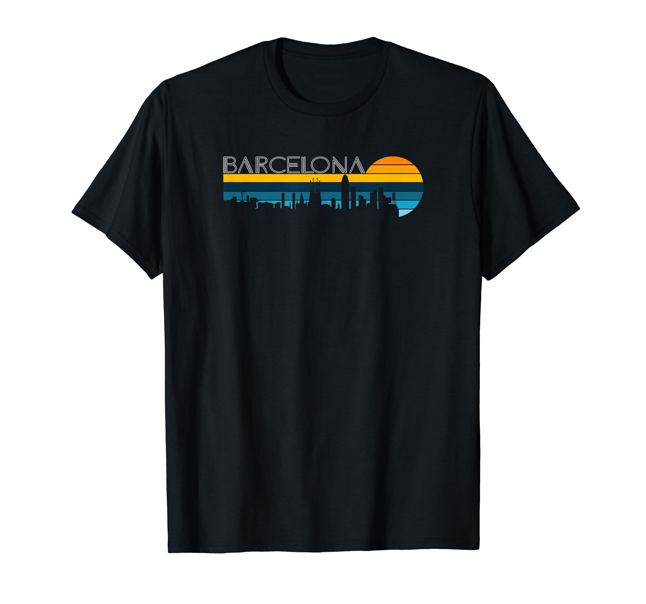 Irreverent TeesBarcelona Skyline - Vintage Retro Sunset Barcelona Cityscape T-Shirt