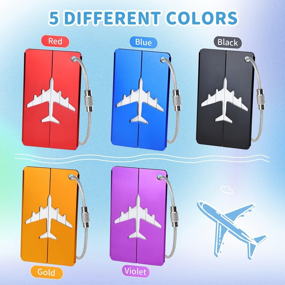 Bunty CHIKU Metal Luggage Tags Set,Durable Aluminium Travel Suitcase ID Tags with Stainless Steel Cable Ties & Waterproof PVC Cards-image-33