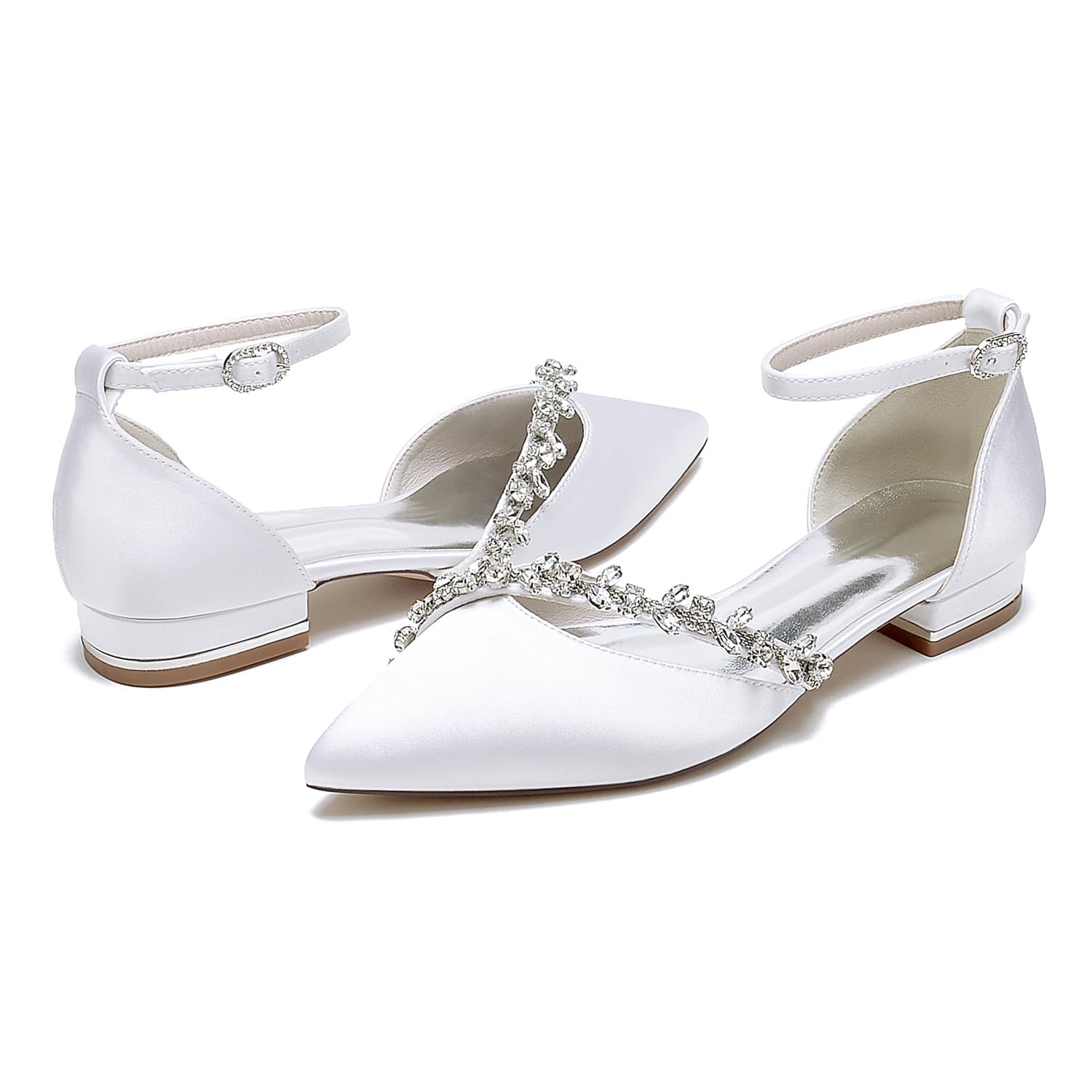 Scarpe da Donna con Tacco Basso Punta Chiusa Loafers Scarpe da Sposa Party Holiday Dress con Fibbia alla Caviglia Scarpe da Ufficio Confortevoli