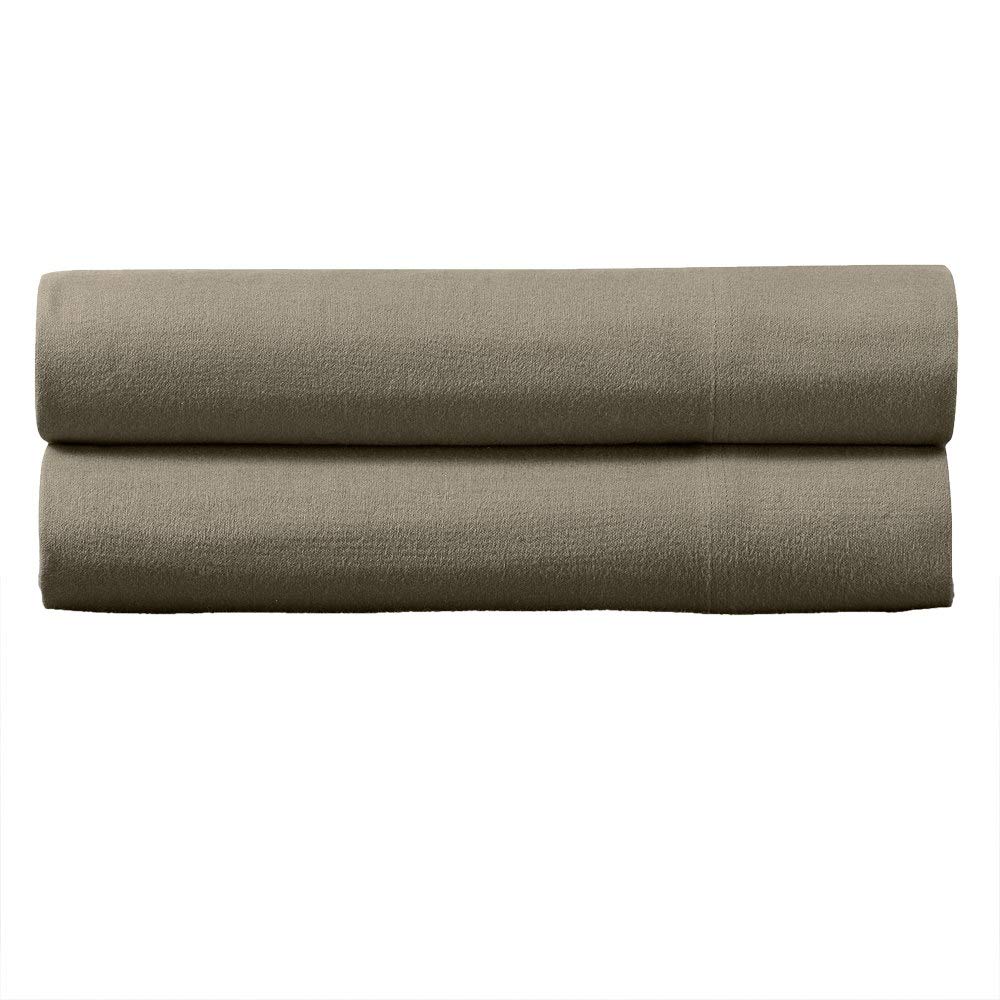 Royal Tradition Heavyweight Flannel, 100 Percent Cotton King Pillow Cases, Set of 2, Taupe, Soft Pair of Pillowcases