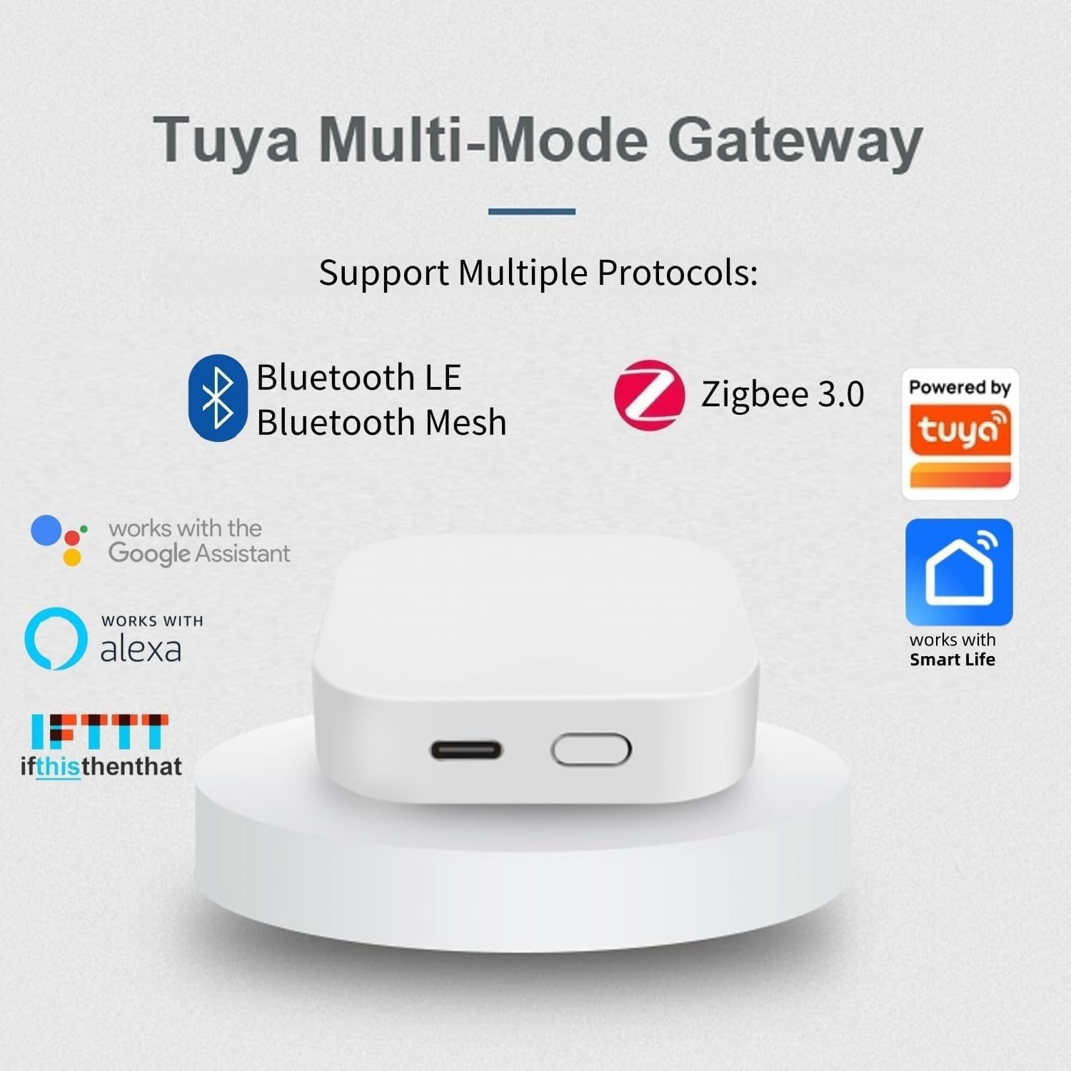 Tuya Smart Multi-Mode Gateway, Zigbee 3.0, BLE, Bluetooth Mesh, Smart Home Wireless Hub for Home Automation, 2.4GHz WiFi Only, APP Control, Voice Control, Compatible with Alexa, Google Assistant 3 615MkDvq4PL. AC SL1500