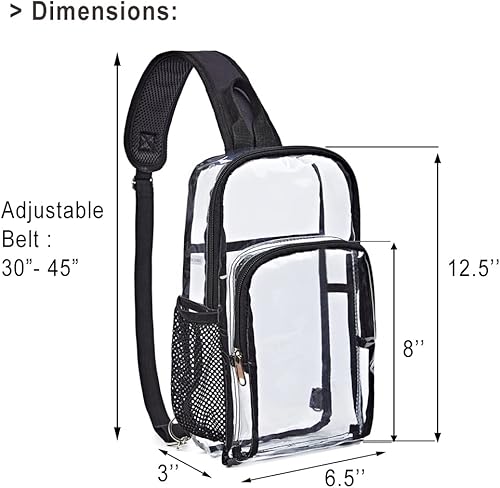 Miniatura 6 de Edraco Bolsa transparente aprobada para estadios, bolsa transparente con bolso cruzado transparente, para estadio, trabajo o concierto, Claro, Bolsa