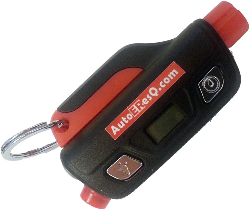 Autoereq 6-in-1 Automobile Emergency Rescue Tool. Car Escape Tool, Seat Belt Cutter, Window Hammer Breaker, White Flashlight, SOS Flasher, Loud Whistle, Tire Gauge. Lifetime Reliability Guarantee