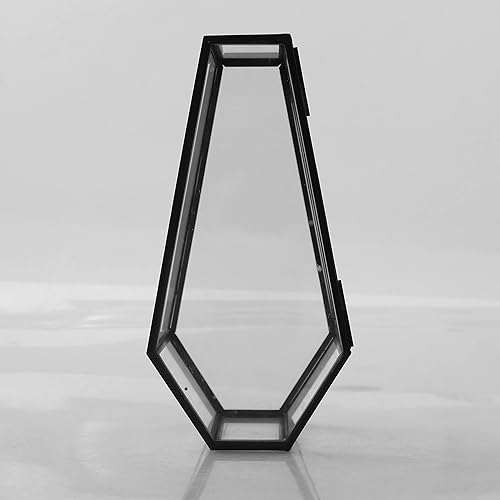 Miniatura 7 de Pequeña caja de vidrio con sombra de ataúd negro, caja de terrario de ataúd de vidrio con tapa, almacenamiento gótico de Halloween, caja de ataúd