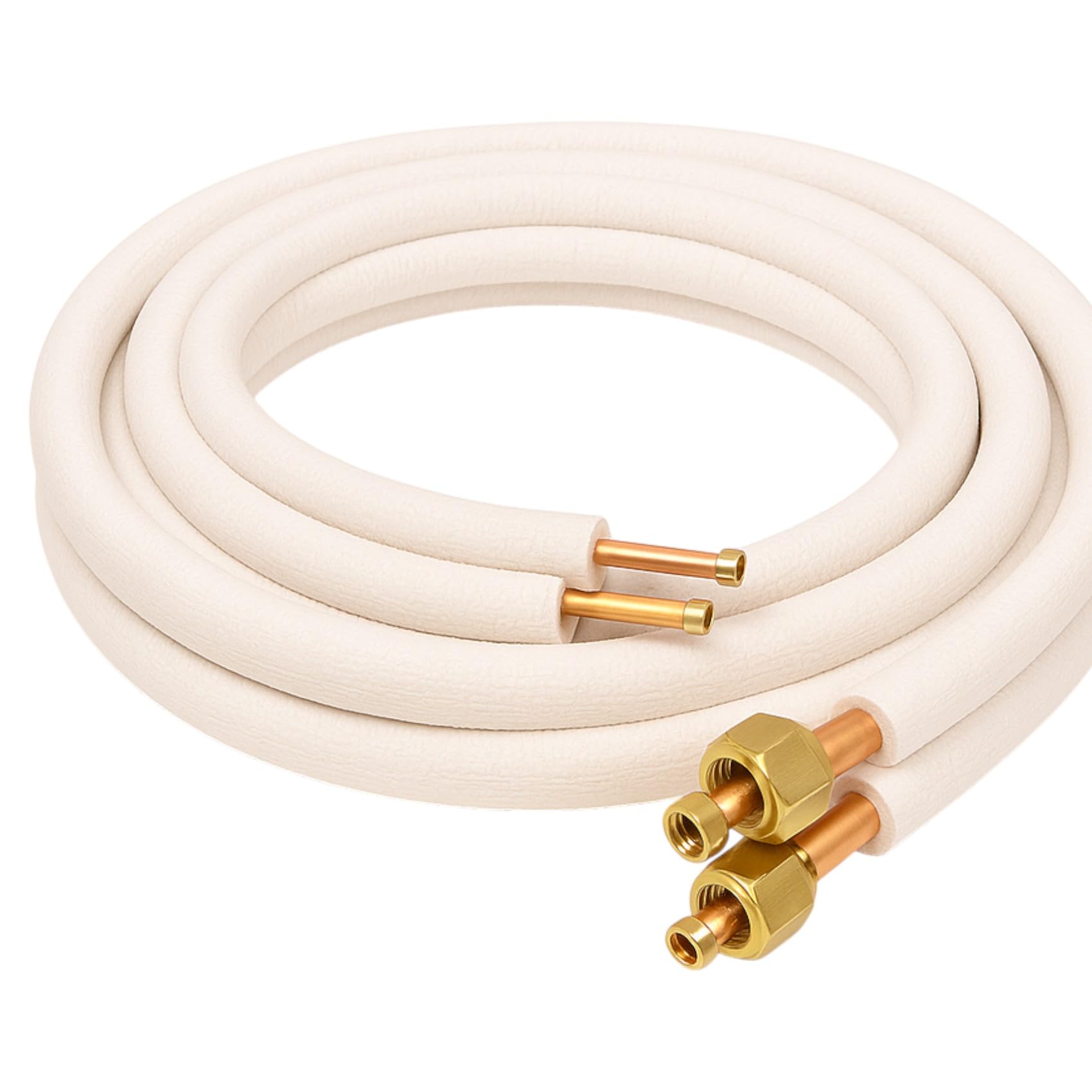 Kit Tubi Rame Climatizzatore 3 Metri Precartellati 1/4" + 3/8" con Raccordi, Isolati Guaina Ignifuga per Condizionatore Split R32 R410A R407C