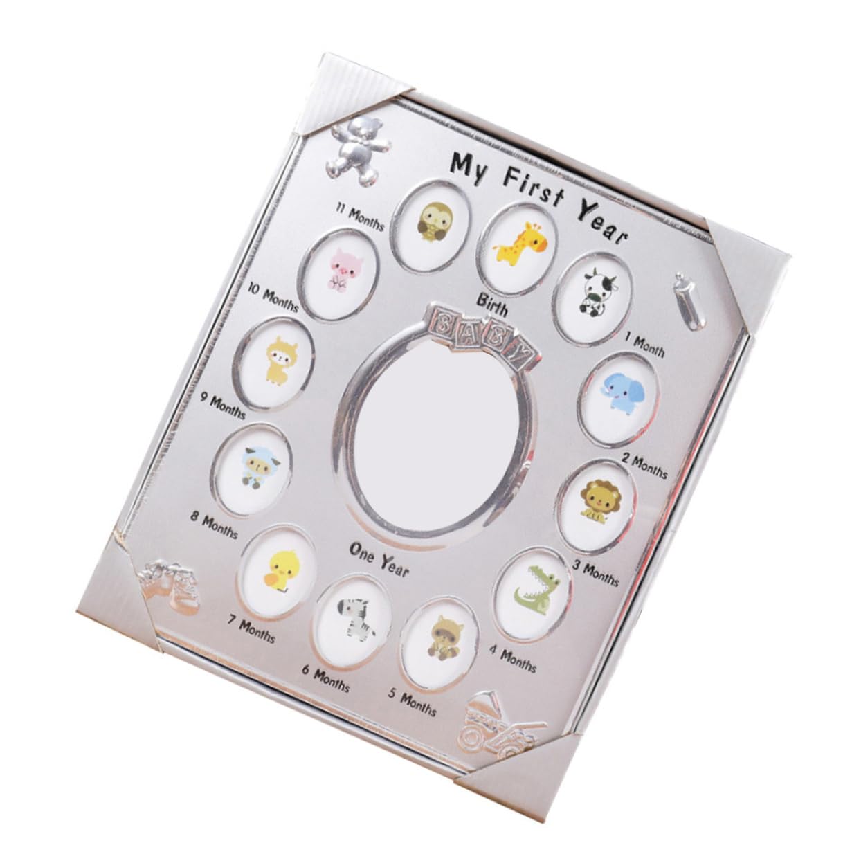 My First Year zum Ersten Geburtstag Bilderrahmen aus Metall für Babys Zufälliger Stil mit Stabilem Stand als Babyfotorahmen für Zuhause und Geschenk