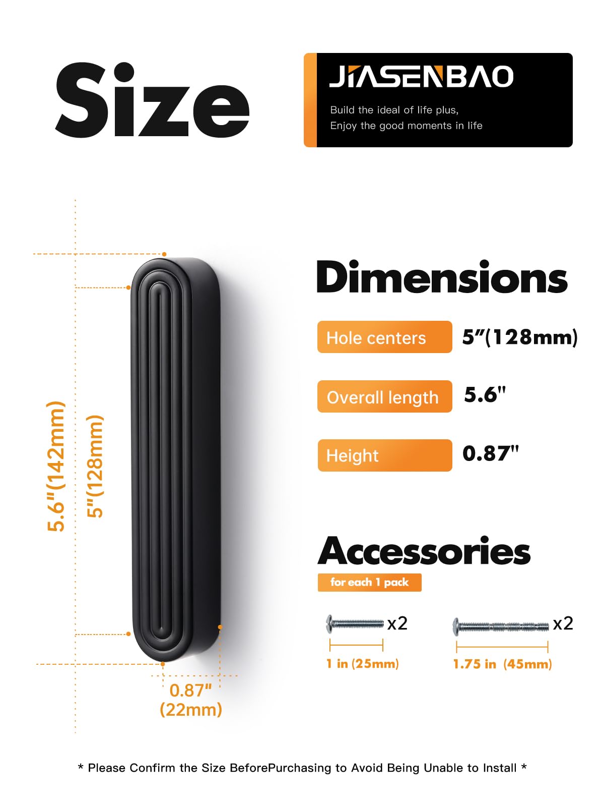 JIASENBAO 5 Pack Black Cabinet Pulls 5