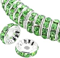 Vista 19 de 100 cuentas sueltas de diamantes de imitación de cristal de grado A de 0.472 pulgadas (cristal transparente), espaciador chapado en plata de ley