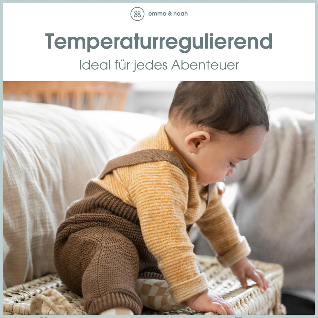 emma & noah Strickhose aus 100% Wolle (Merino), mitwachsend & weich, atmungsaktive Wollhose für Babys, ideal für Herbst & Winter Gr. 50–80