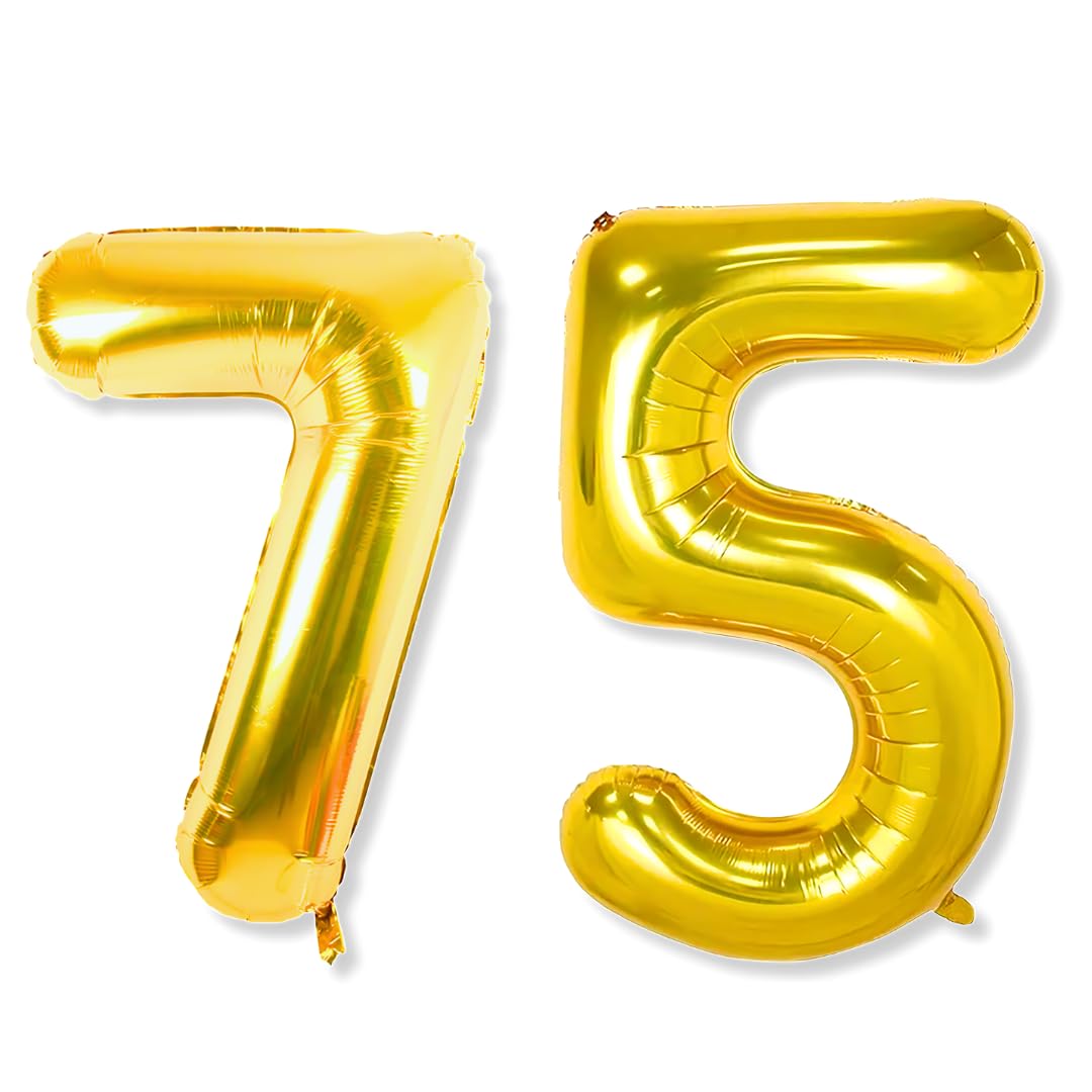 75th Birthday Balloons - Golden Foil Balloons -1