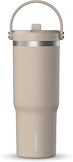 Hydrapeak Nomad 32oz Stainless Steel Insulated Travel Tumbler with Handle & Straw Lid, Leakproof, Cupholder Friendly, Back to School, College Dorm, Gym & Everyday Hydration, Cold 24 Hours (Latte)