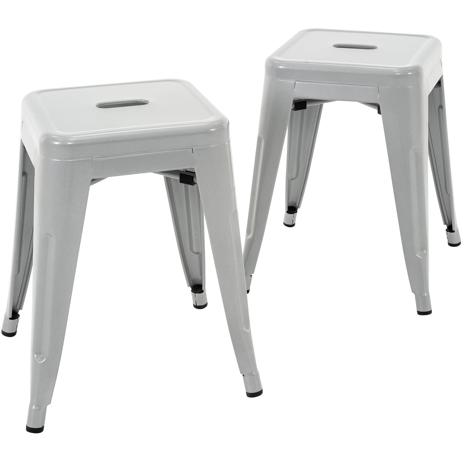 Brage Living 18 Inch Industrial Metal Stools Set of 2, Short Stackable Classroom Stools, Backless Metal Dining Chairs for Indoor Outdoor Kitchen (