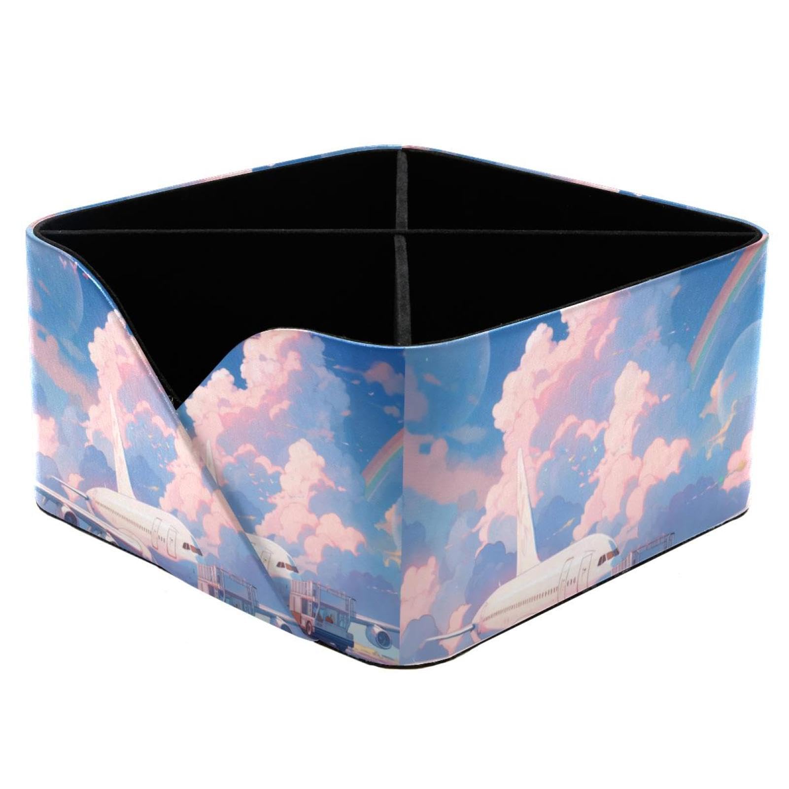 Porte-stylos rectangulaire anti-bureau en désordre avec double compartiment motif avion
