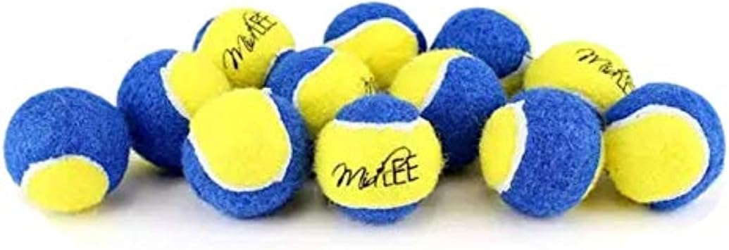 Midlee X-Small Dog Tennis Balls 1.5" Pack of 12 Blue/Yellow, 1.5 inch
