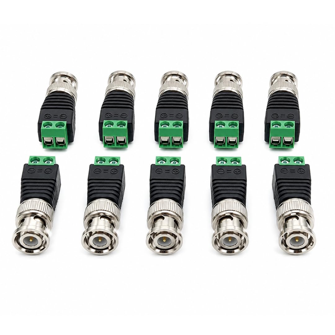 WIRESLAB BNC Male Connector with Screw Terminal, Green, for CCTV Camera, DVR, NVR, Pack of 10-picture-11