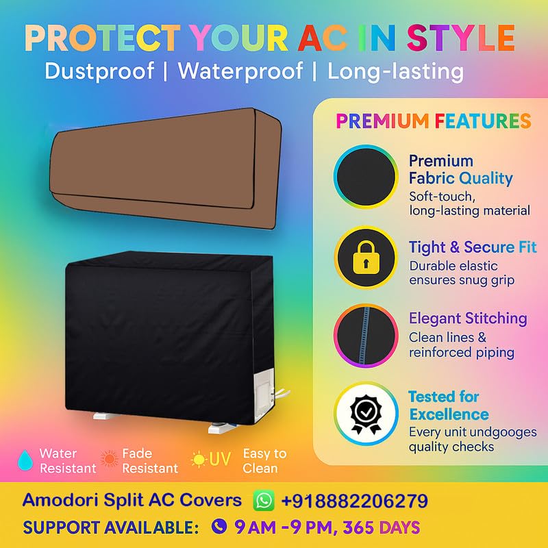 Image of Universal AC Outdoor Cover - Compatible with 1.5 & 2 Ton Split ACs, All-Season Protection (Solid Beige)