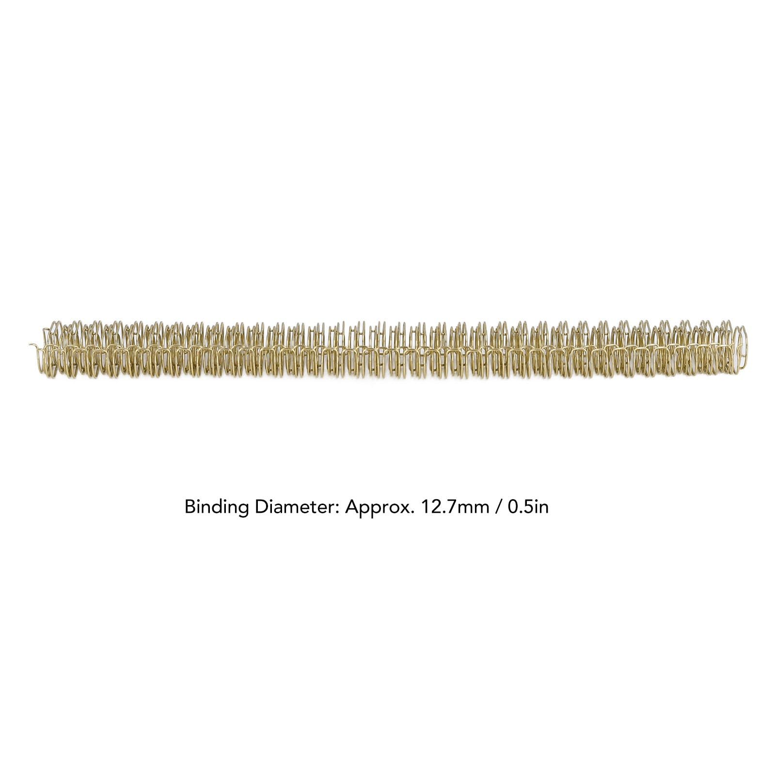 100 Stück Doppelschlaufen-Drahtbinderücken, 100 Blatt Kapazität, Teilung 3:1, 34 Schlaufen, 12,7 mm Durchmesser, Set-Set für A4-Papier (Light Gold)