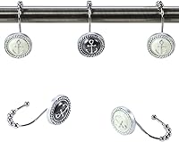 Vista 18 de Cortina de ducha Tremiti Aqua Starfish de poliéster, cortinas impermeables para baño con rayas verdes impresas, 72" x 78" extralarga