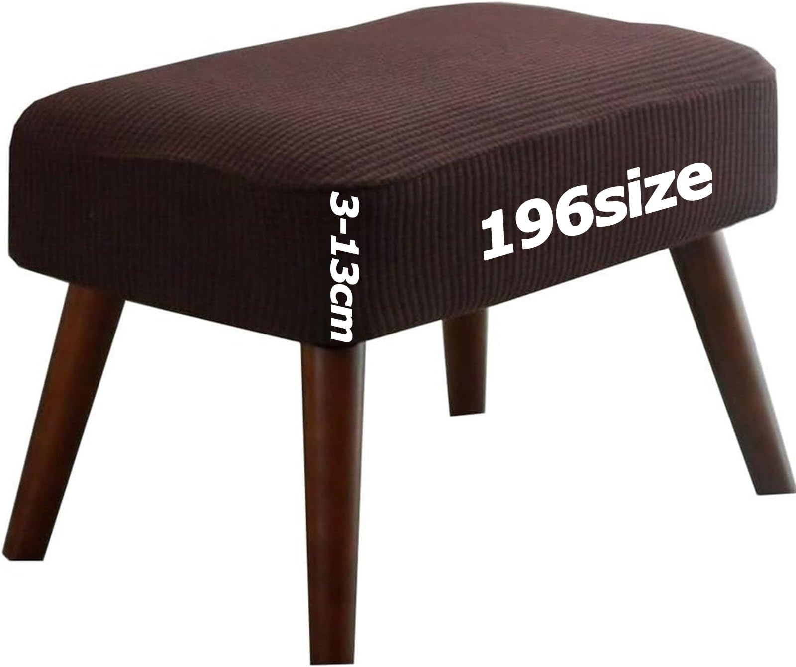 Jacquard Ottoman Covers Slipcover for Footstool Pouffe Foot Stool Stretch Fit Square Rectangle Round Small Large Bar Footrest Protector Cover with Elastic Bottom Washable Customizable(Coffee,40 x 45 c — image 1