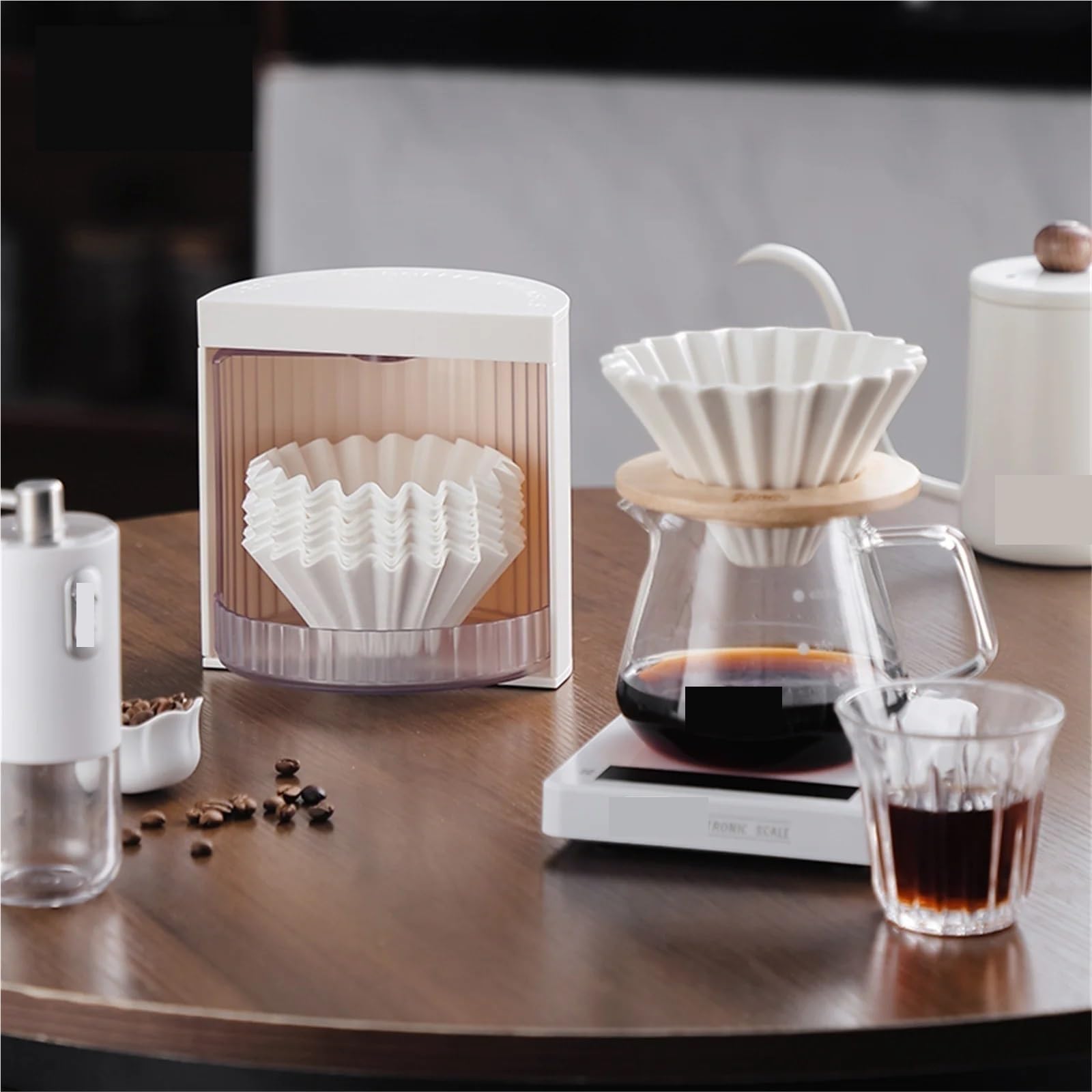 Kaffeefilterpapier-Aufbewahrungsbox, Kuchenfilterpapierhalter, Filterpapier, staubdicht, Aufbewahrungsbox, Barista Für Kaffeebar(White)