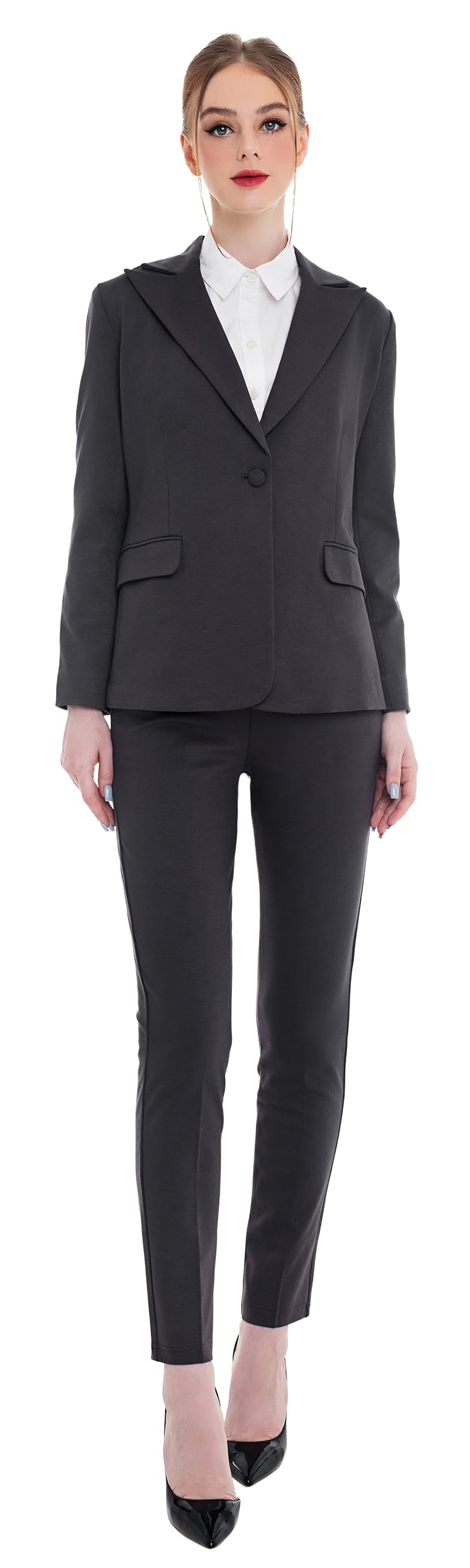 Marycrafts Damen Hosenanzüge Set - Professioneller Business-Anzug Blazer und Hose 2-teiliges Outfit