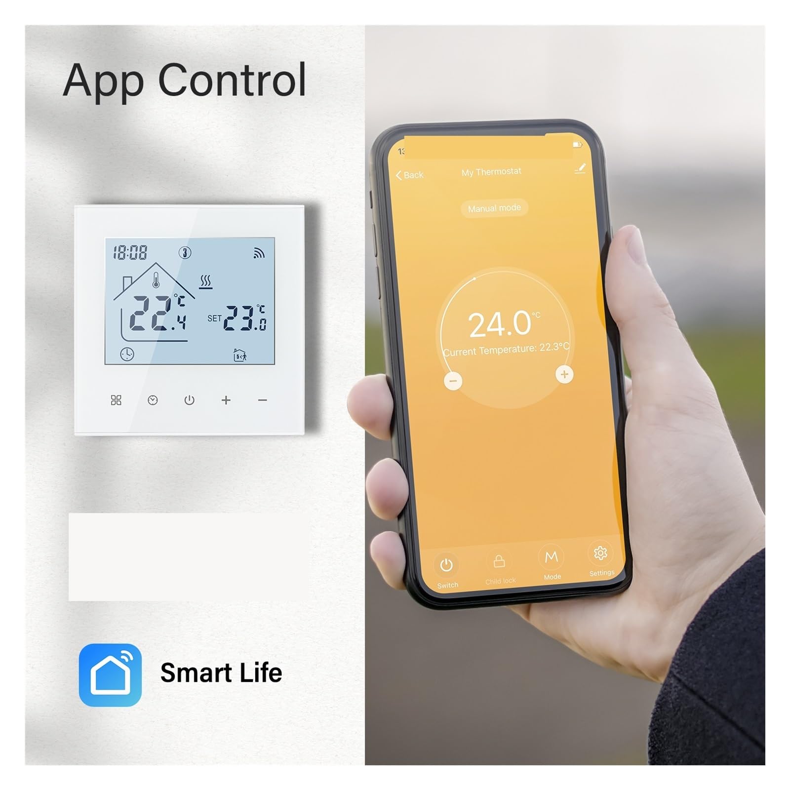 Termostato Inteligente WiFi Calentamiento de Suelo eléctrico Control Remoto Temperatura Caldera Agua/Gas Ahorra EnergíA Y Costes De CalefaccióN(TDR89W-WPB)