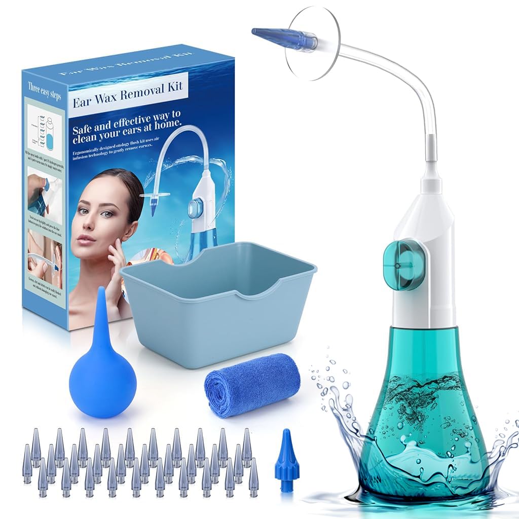 HANNEA® Manual Ear Rinser Kit Long Tube Ear Canal Irrigator for Adults & Kids Ear Cleaning Rinser with 30Pcs Single-Hole Nozzles, 1 Five-Hole Nozzle, Towel, Silicone Water Sucker, Water Basin (B0D44WJDP3) Amazon Price History, Amazon Price Tracker
