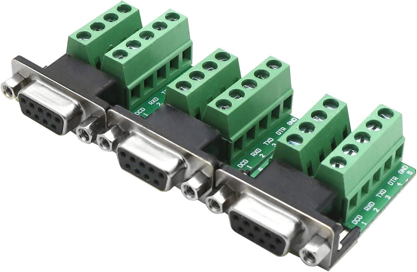 DB9 Female Breakout Connector – Solderless RS232 D-SUB to 9-Pin Port Terminal Adapter Breakout Board for RS232 Serial Connections - 3 Pieces
