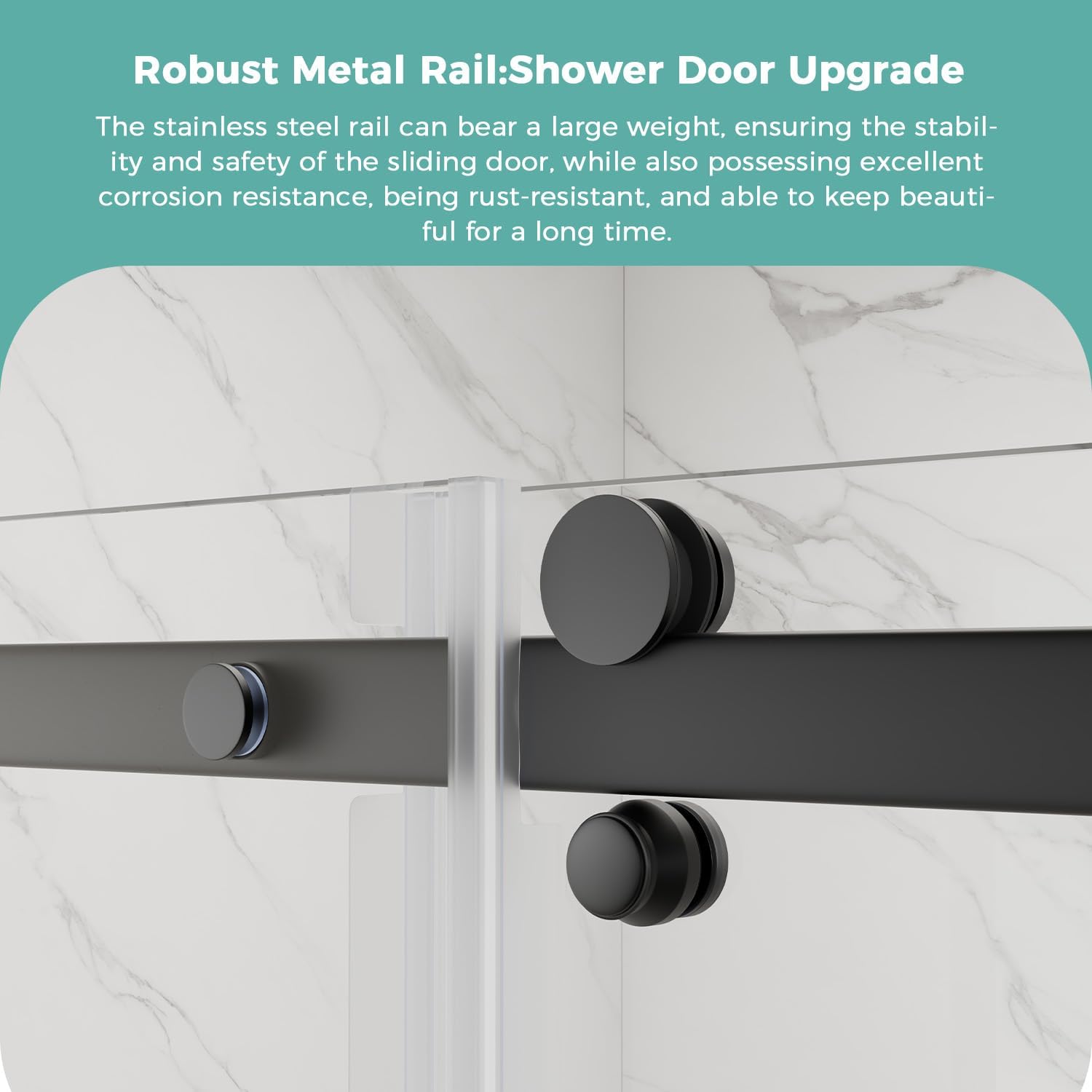 56-60" W x 72" H Frameless Glass Shower Door, Sliding Shower Door with Stainless Steel Hardware and Seal Strips, Matte Black Shower Glass Door can be Installed Left and Right, Square Rail