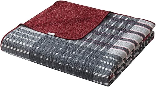 Miniatura 3 de Legacy Decor Colcha reversible de 3 piezas con diseño de retazos rojo y negro, microfibra ultra suave de gran tamaño, tamaño KingCal-King, 118
