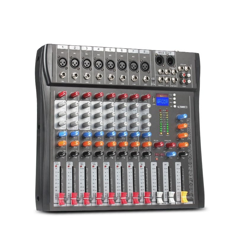 Mesa Mezclas DJ, Consola mezcladora profesional for DJ de 8 canales, equipo de sonido for escenario Digital con controlador Fader