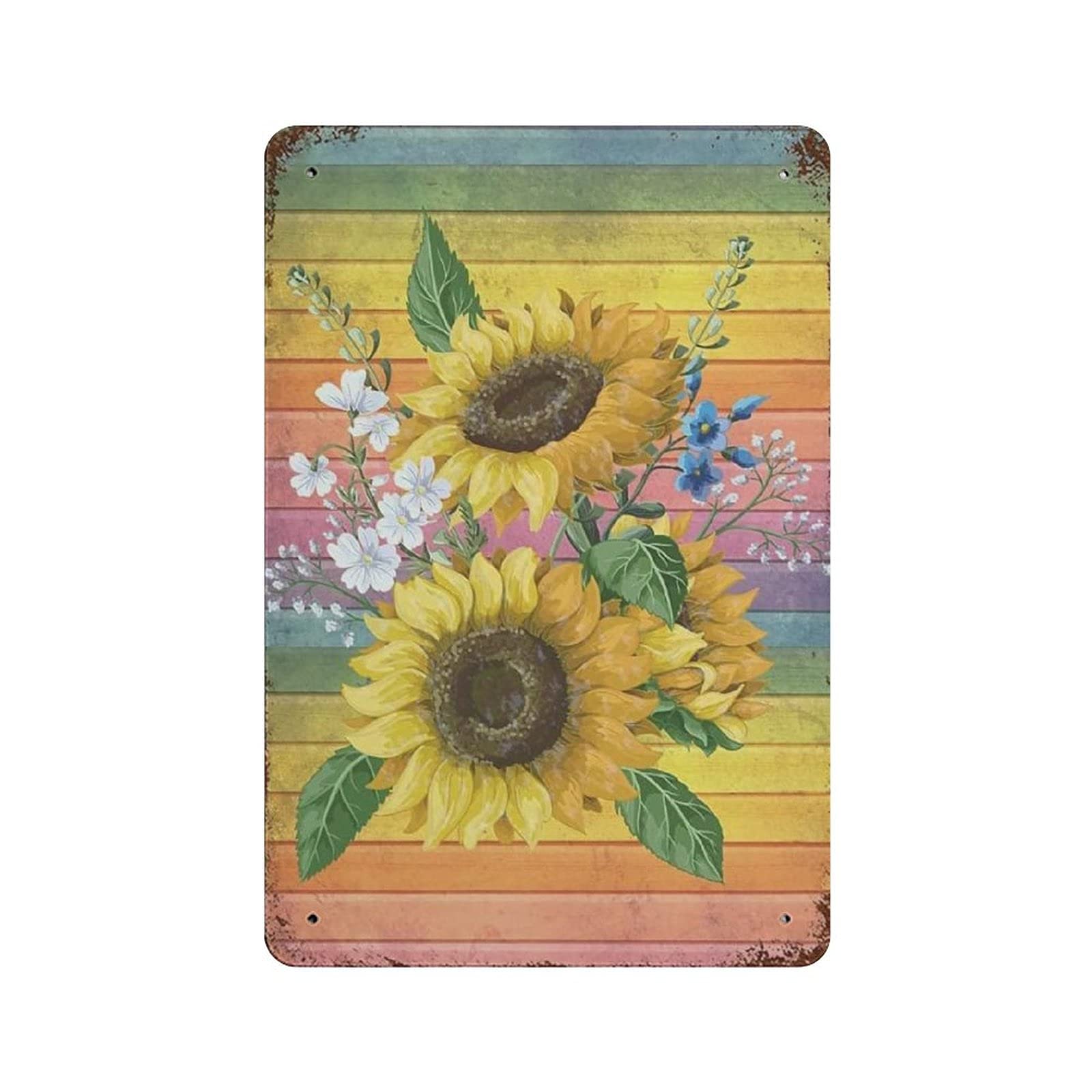 Fresh Flower Sunflower Bouquet Metal Signs, Fun Poster For Bar Kitchen Cafe Farmhouse Wall Decor 12x8 Inch