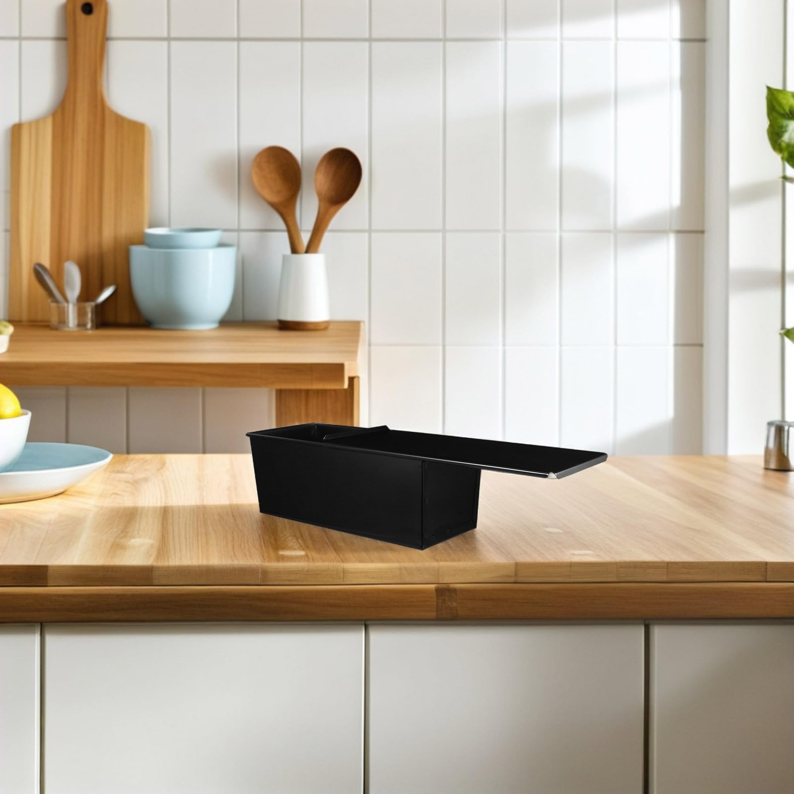 HANABASS Schwarze Brotbackform aus Metall mit Deckel und 1000g Fassungsvermögen Rechteckige Kastenform für Toast und Sandwichbrot Leicht zu Reinigen für Küche zu Hause