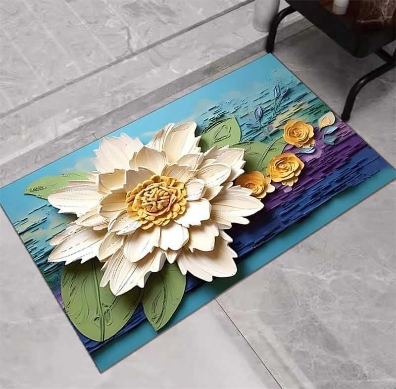 Image of Blairmore Bathroom Mat, Rubber Non-Slip Quick Dry, Super Absorbent, Washable, Oval, Thin, for Bathroom, Bathtub, Shower and Sink (1, Bluevely)