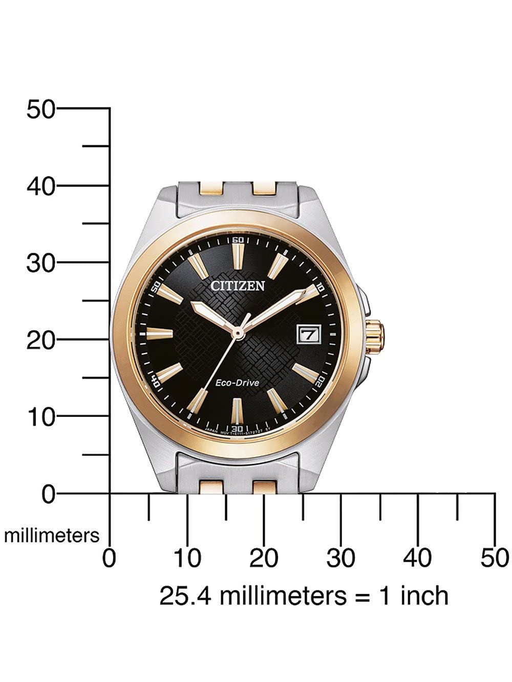 Citizen Eco-Drive Damenuhr Edelstahl, Schwarz, 33.5 mm, EO1213-85E | Eco-Drive Solar | Keine Batterie Nötig | Saphirglas | 10 bar Wasserdicht | 180 Tage Gangreserve | Datum | Edelstahlband