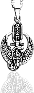 Egyptian Wadjet Cartouche Pendant Necklace, Personalised, Solid 925 Sterling Silver, Free Engraving Service - KIMNKIM K8-1