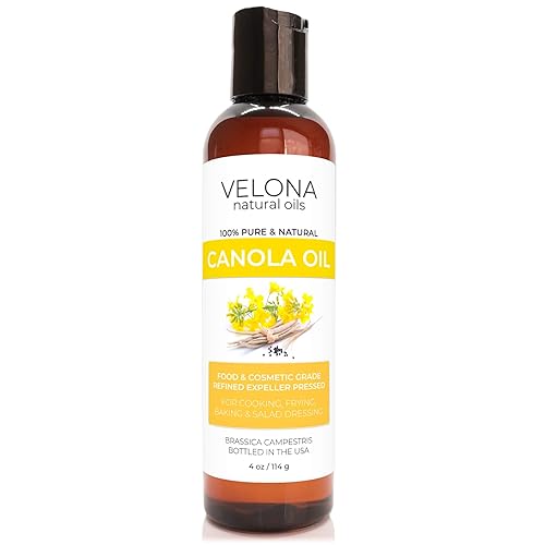 velona Aceite de semilla de canola de 4 onzas Aceite portador 100% puro y natural Refinado, prensado con expulsor Cocina, aderezo, piel, cara,
