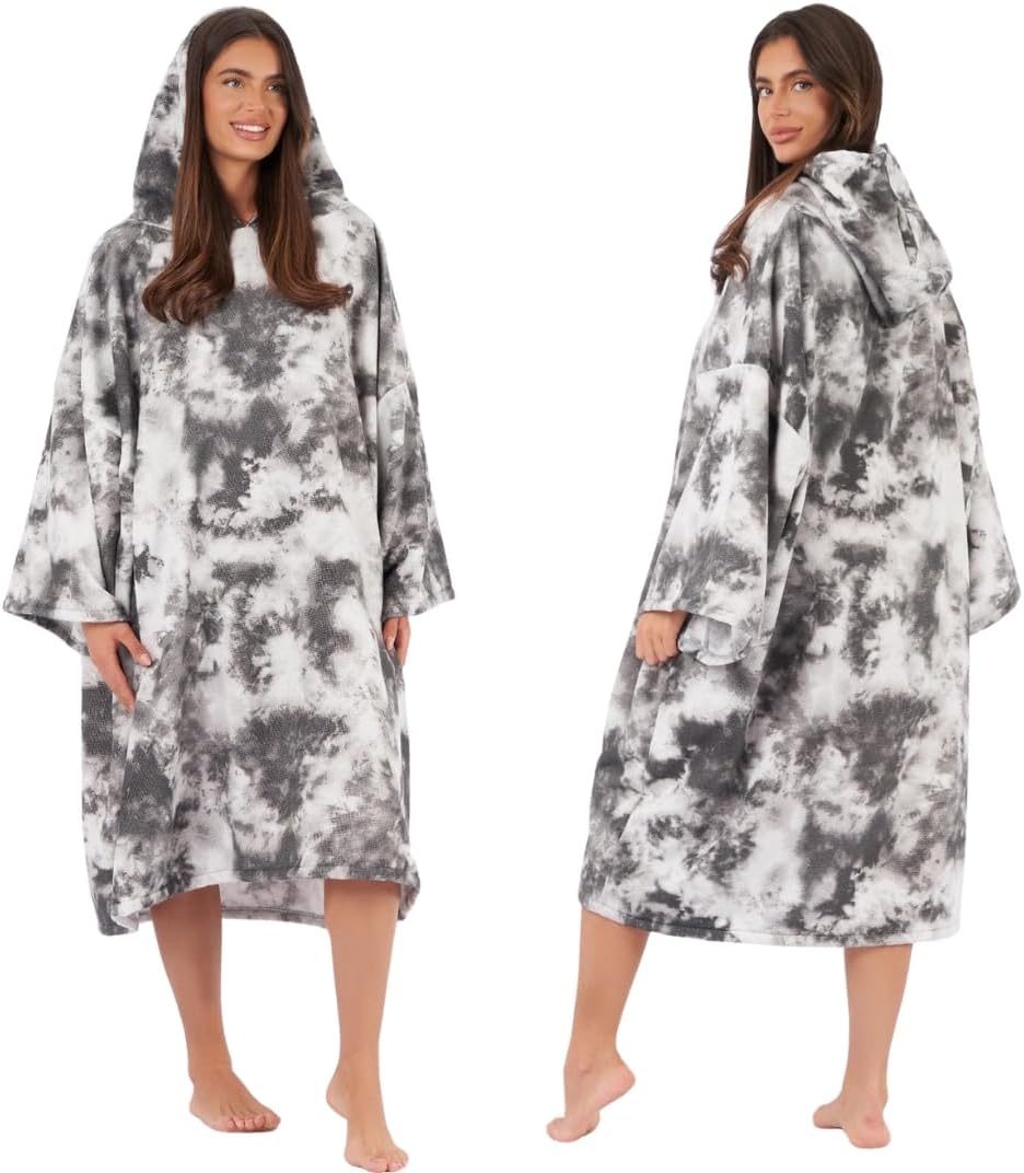 Dreamscene Changing Robe Towel Poncho, Adult Oversized Hooded Towel Swim Surf Beach Bath Super Absorbent Quick Dry Changing Robes Adult Womens Mens, Tie Dye