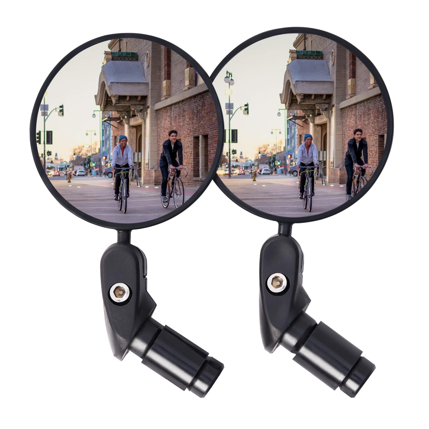 Bicycle Mirror, 2-Pack Handlebar End Bike Mirror, Adjustable Convex HD Glass Bike Rearview Mirror, Bicycle Safety Mirror, Easy to Mount