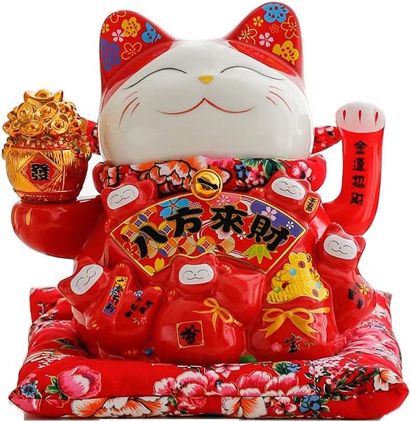 Maneki Neko Chat Porte-Bonheur Blanc 18cm - Freak Scene - Neuf