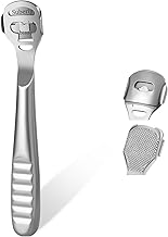 URAQT Stainless Steel Foot File, Corn and Callus Remover Foot File Pedicure Tool Includes 10 Replacement Heads Heel Scrubber Scraper, Corn Plane, Footcare(Silver)