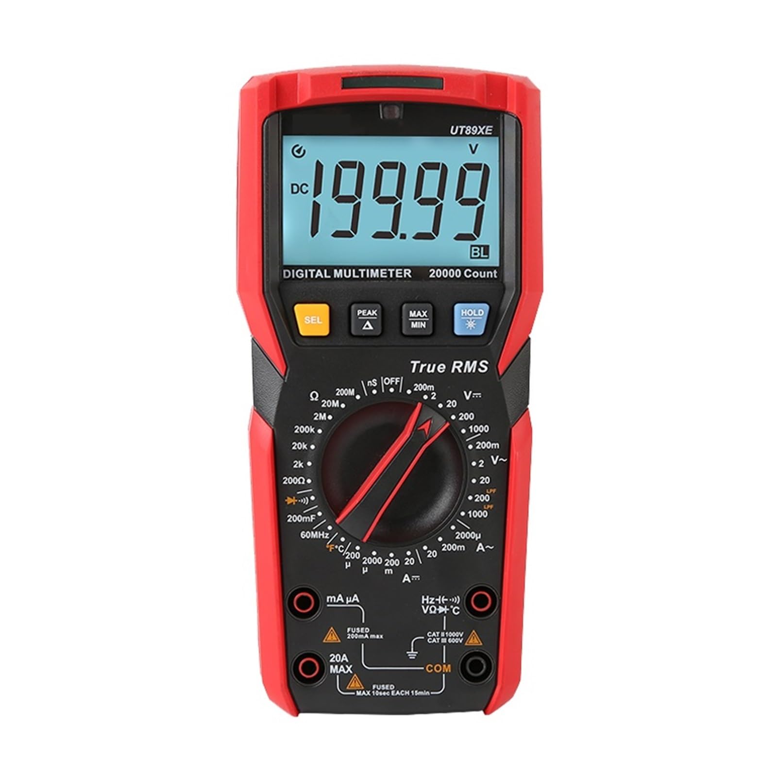 DELURA Multimetro Tester Digitale Professionale Polimetro AC DC Voltmetro Amperometro Elettricista Multimetro Risoluzione dei Problemi con velocità e precisione (Color : UT89XE)