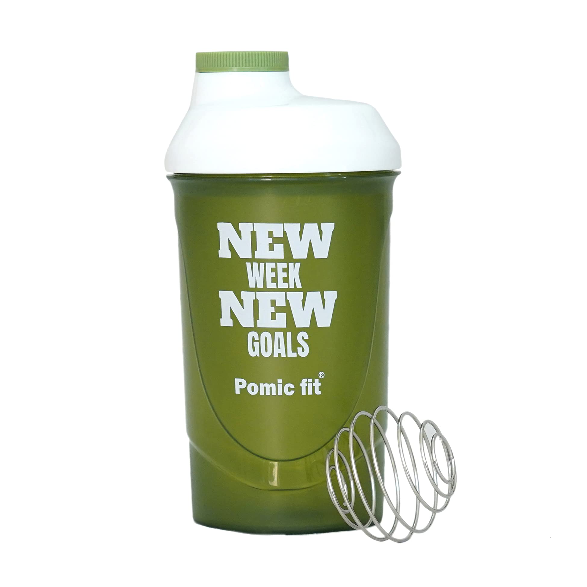 Pomic fit Protein Shaker Bottle Fitness Blender For Men & Women gym shaker bottle for sports with Protein sipper mix, cycling, Running, Yoga stainless steel blender ball 600ml (White,Green) (B09HCDMLR6) Amazon Price History, Amazon Price Tracker