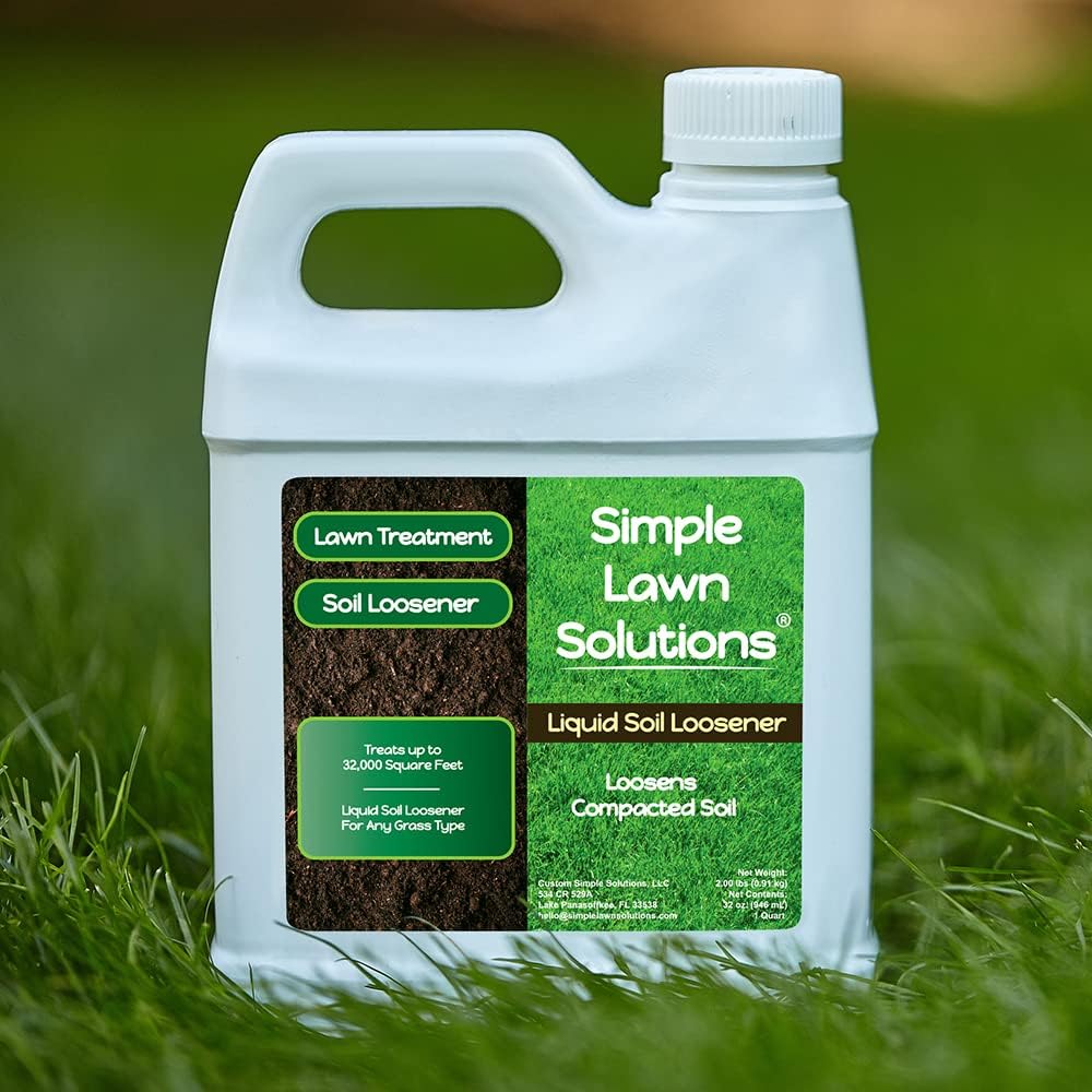 Big Sale Liquid Soil Loosener- Soil Conditioner-Use alone or when Aerating with Mechanical Aerator or Core Aeration- Simple Lawn Solutions- Any Grass Type-Great for Compact Soils, Standing water, Poor Drainage