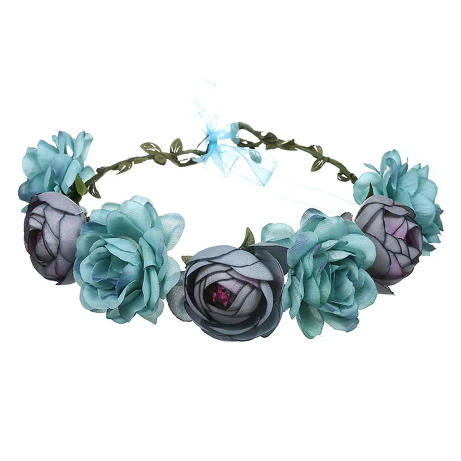 Guirlande De Fleurs Claire’s - Couronne De Cheveux Bandeau Floral Rouge Et Bleu Avec Cristaux - Pour Mariage Ou Fête