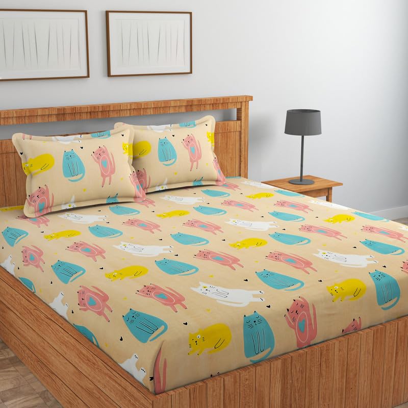 Cotton Flat Double Bedsheets with 2 Pillow Covers | for Double Bed Breathable | Wrinklefree | Ultrasoft | 240 tc Floral | 90 x 90 Inches, Pista Cotton Flat Double Bedsheets with 2 Pillow Covers | for Double Bed Breathable | Wrinklefree | Ultrasoft | 240 tc Floral | 90 x 90 Inches, Pista