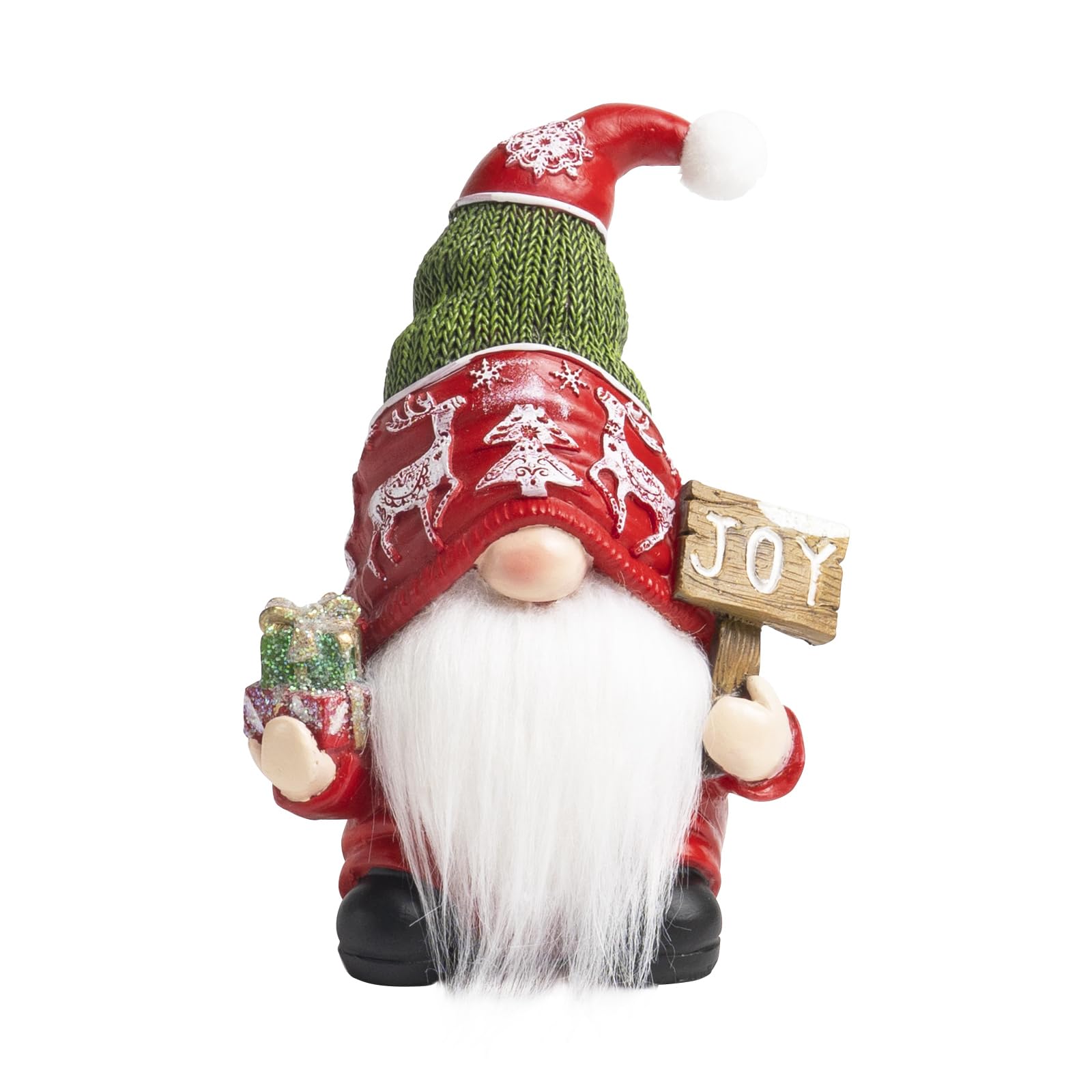 Geemuslly 7.2" Large Christmas Gnomes Decorations for Home, Winter Joy Santa ​Resin Figurines Holiday Xmas Collectibles Tomte Statue Tables Centerpieces Mantle Window Sill Indoor Decor