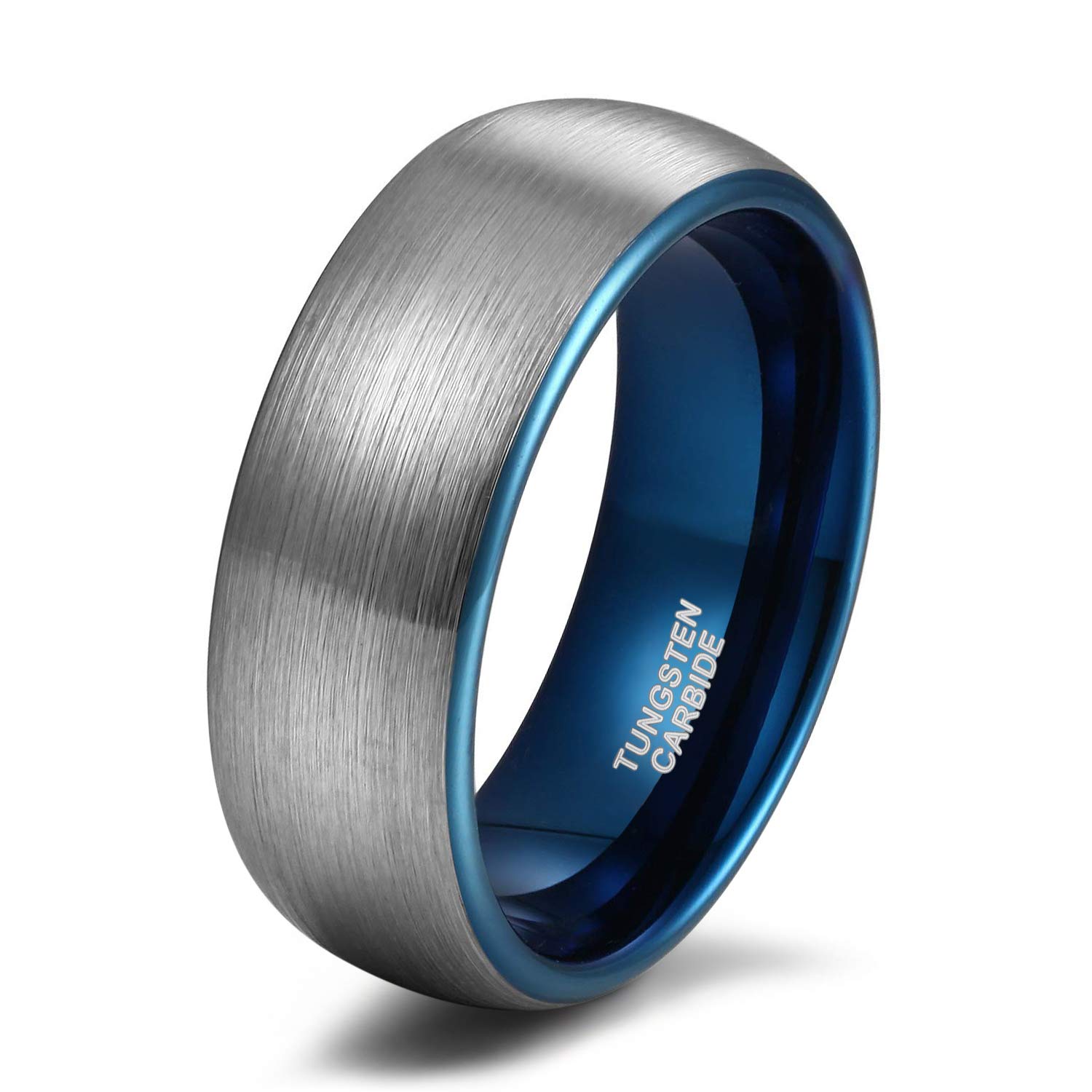 Anelli di fidanzamento in tungsteno da 6 mm e 8 mm, per uomini e donne, a fascia, a due tonalità, spazzolato, vestibilità comoda