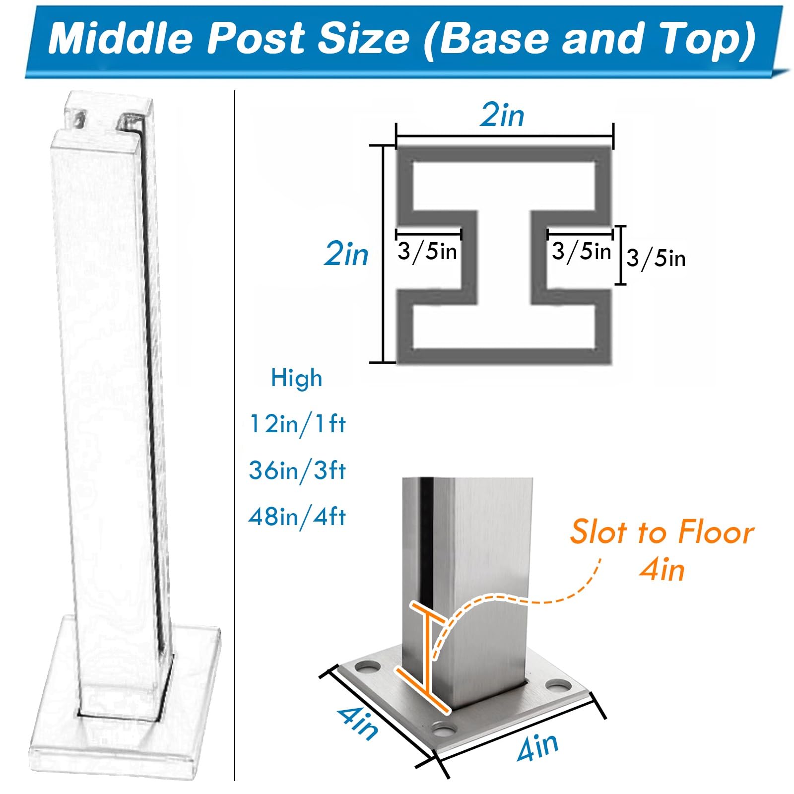 Tempered Glass Railing for Indoor Outdoor 36