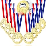 Picture of Patelai 8 Pieces Medal Shaped Flat Bottle Opener Winner Award Medal Wine Beer Opener Metal Trophy Opener with Neck Ribbon for Bar Bartender Men Kitchen Restaurant Party